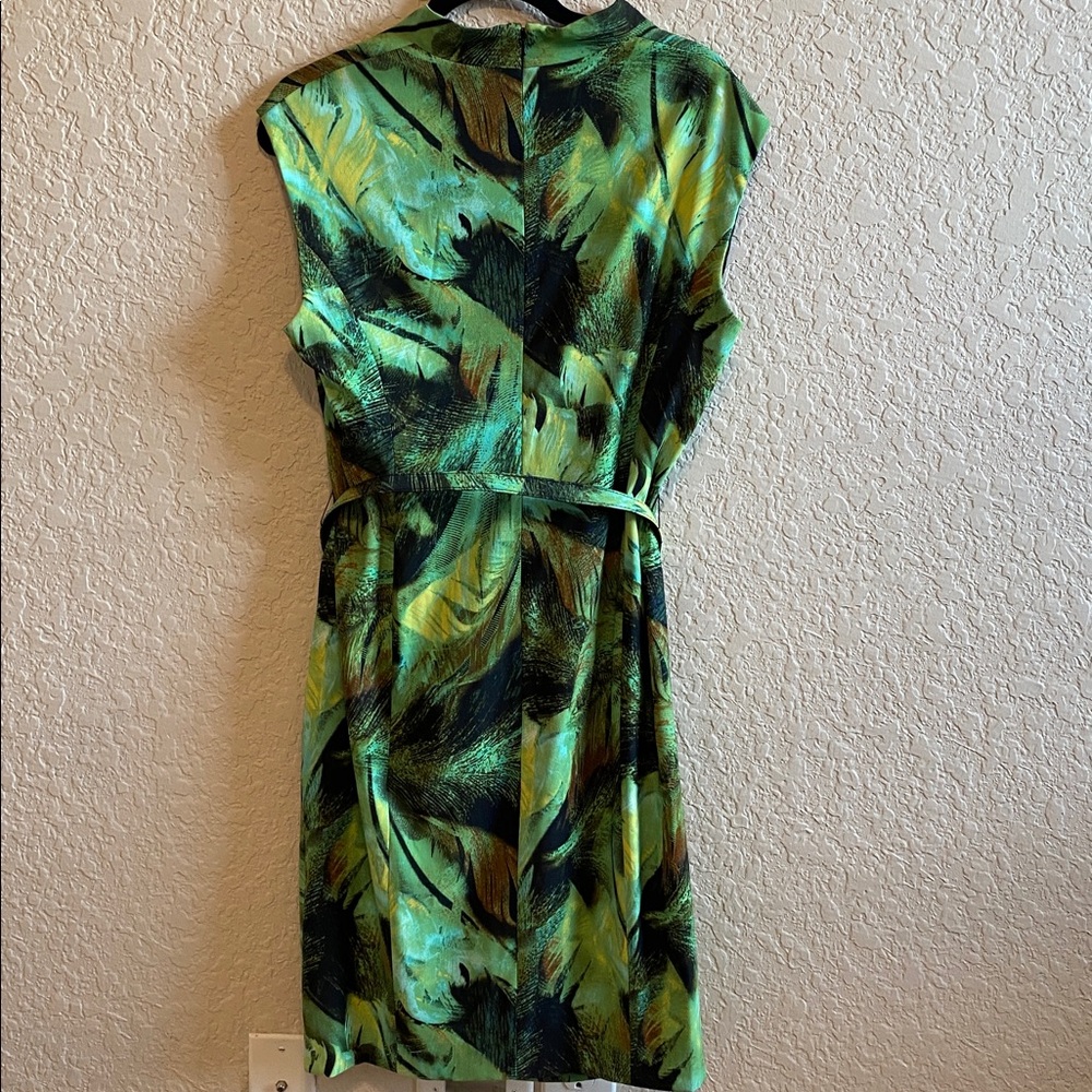 Cache Green Fitted Cocktail Dress Size 14 w/ Belt - Picture 6 of 11